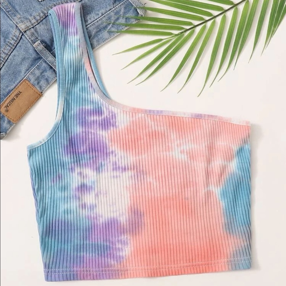 Shein - XS tie dye ribbed tank top - pink, purple, blue, white